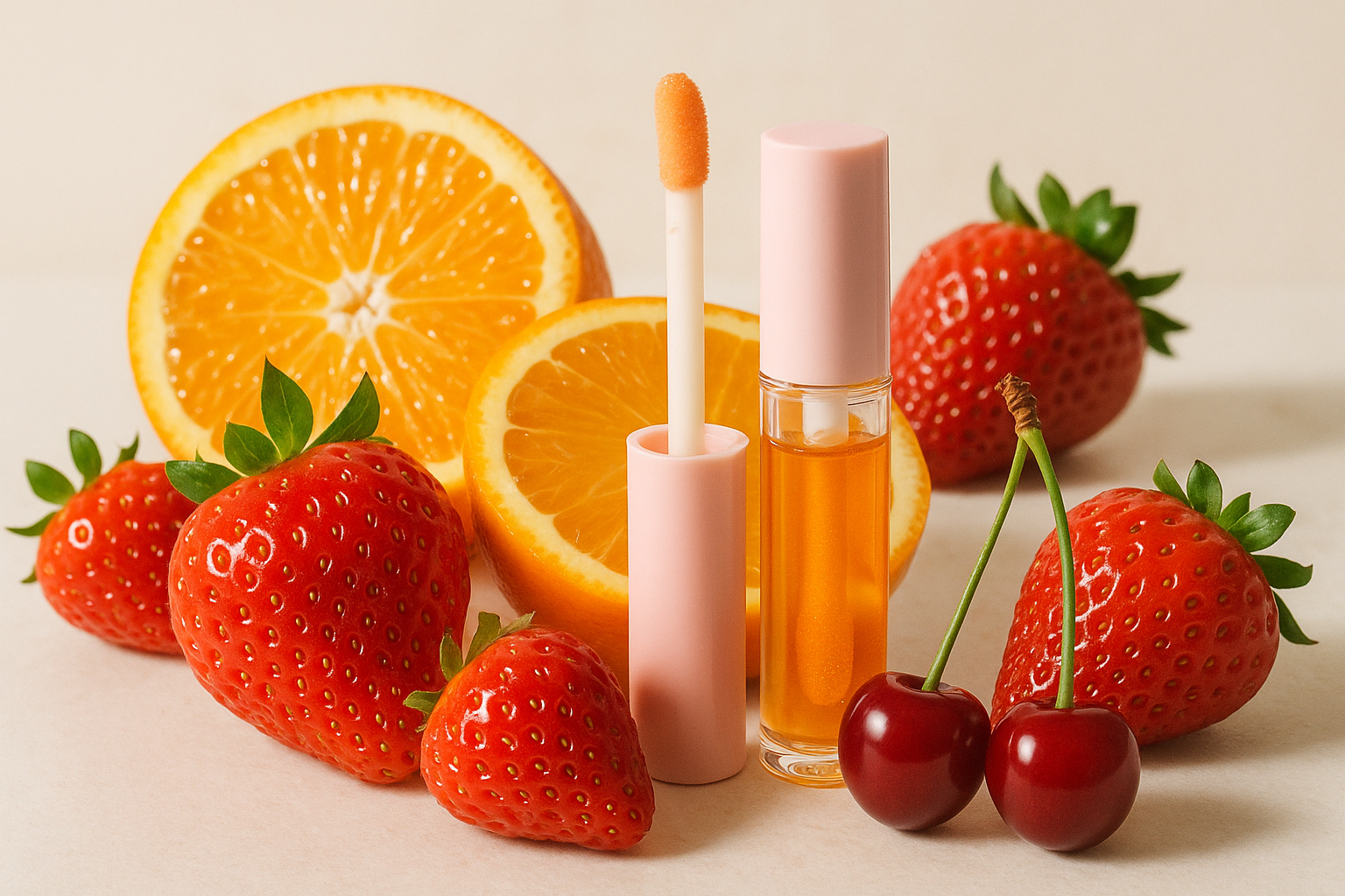 Composition avec fruits frais représentant les ingrédients naturels