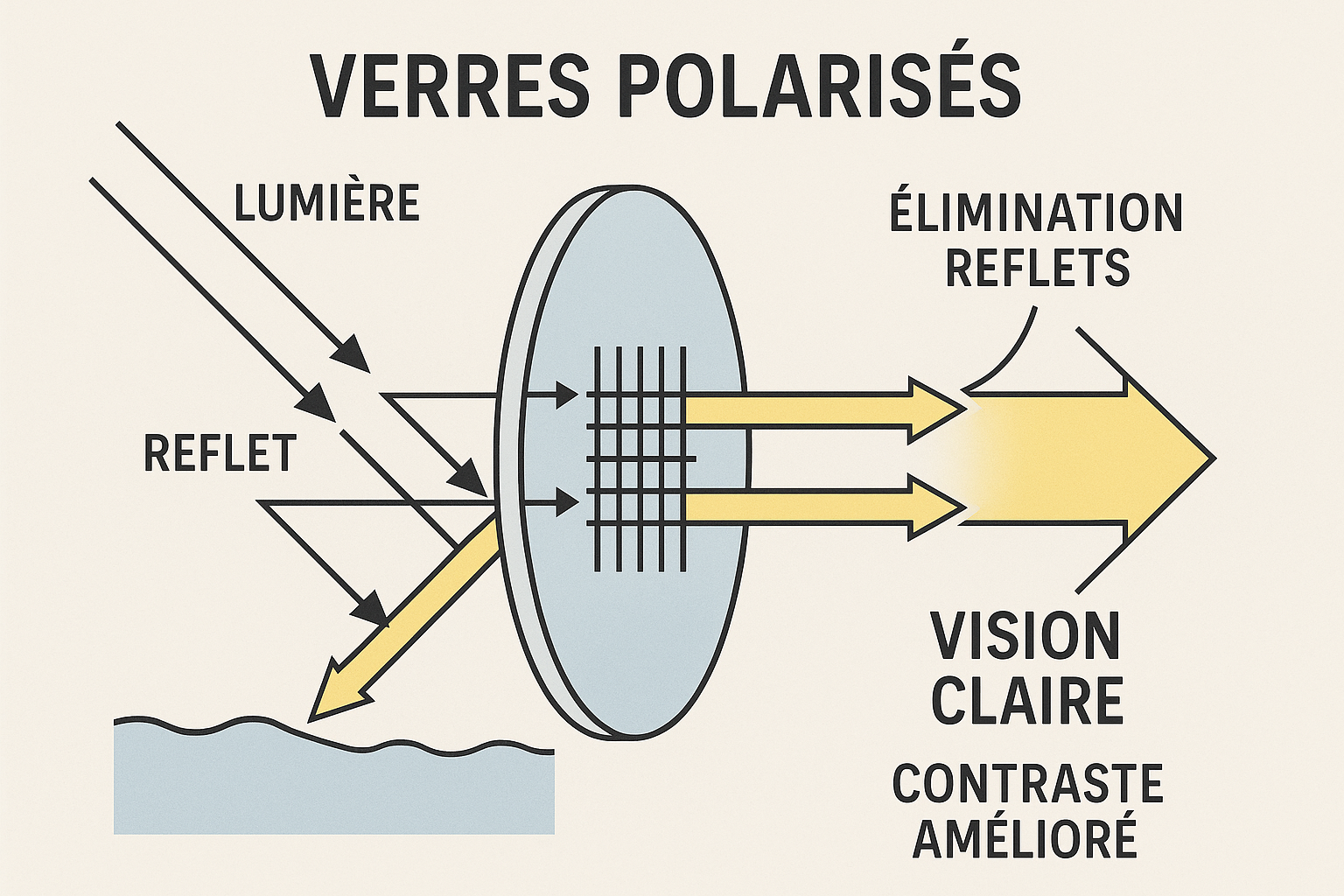 Diagramme technique des verres polarisés avec texte français