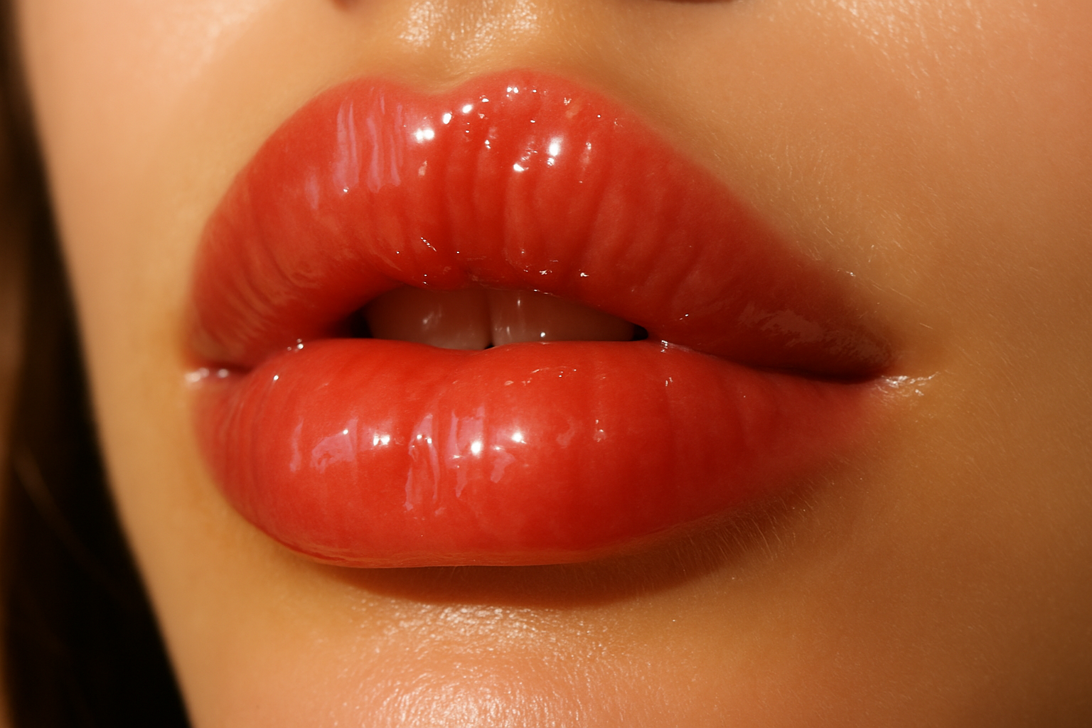 Lèvres avec brillance naturelle et éclat fruité